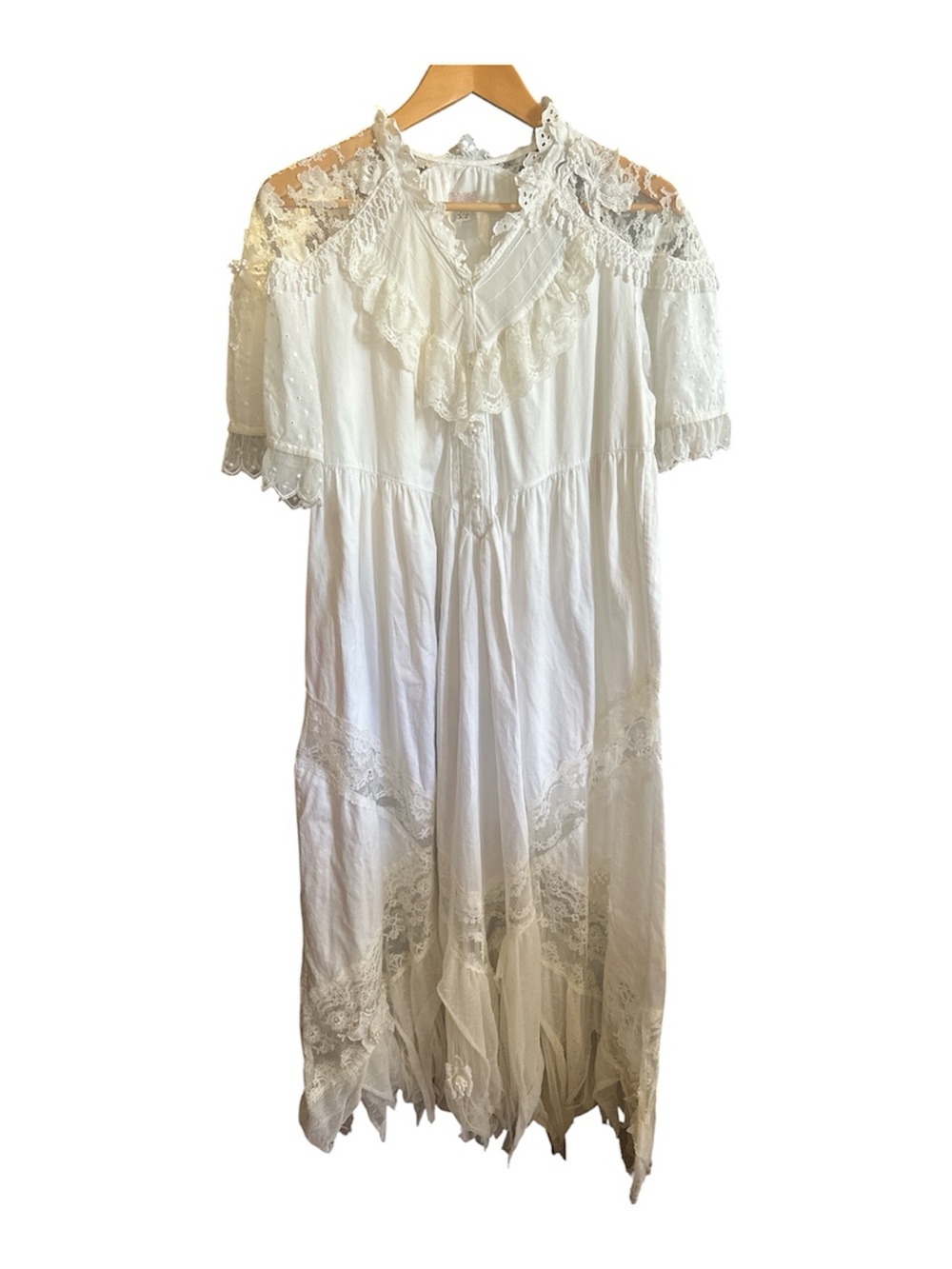 Vintage Cinzia White Lace Boho Maxi Dress - Lightweight Romantic Style